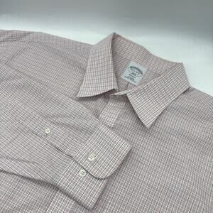Brooks Brothers‎ Regent Shirt Mens 17 1/2-4/5 Pink Plaid Button Down Long Sleeve